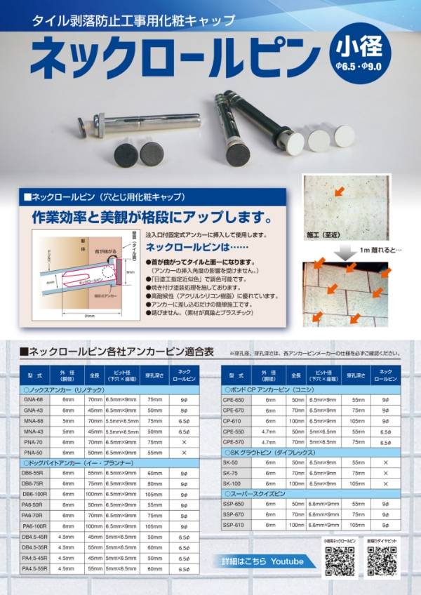 小径用ネックロールピン